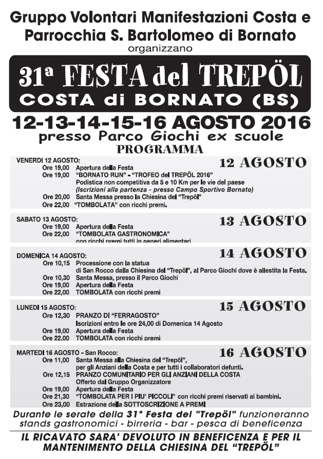 Festa del Trepol - Costa di Bornato (BS) (12/16 Agosto 2016)